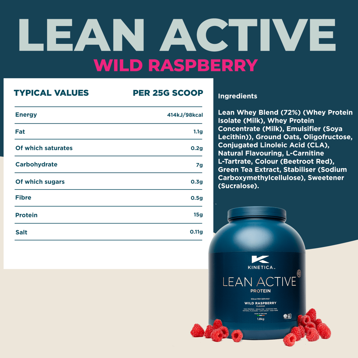 Lean Active Wild Raspberry 1.8kg - #kinetica - sports#