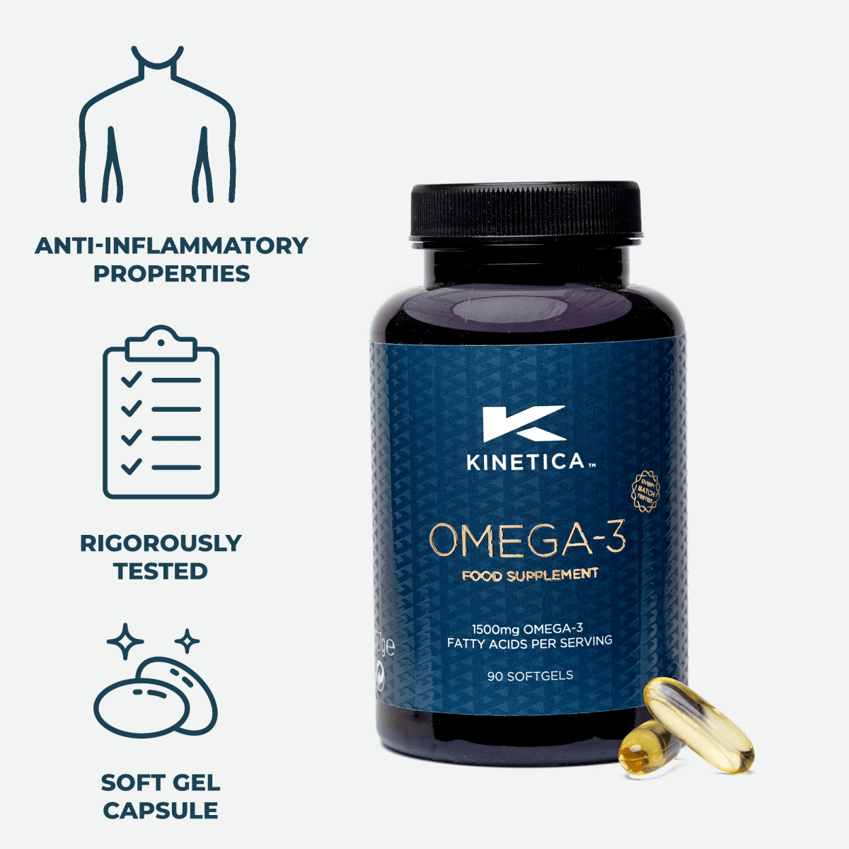 Omega-3 Fish Oil - 90 Capsules - #kinetica-sports#